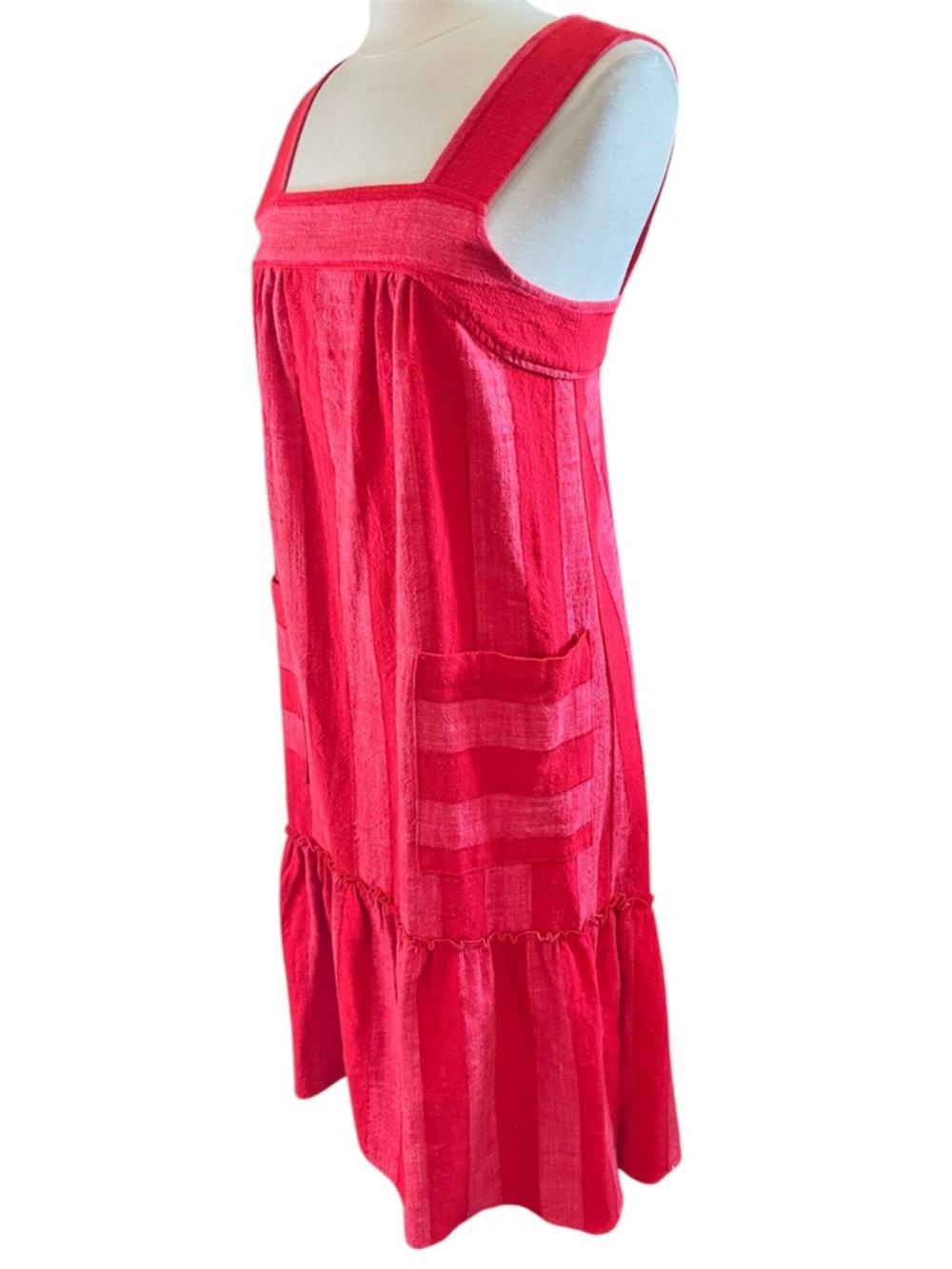Mauve Bright Red & Red Striped Sleeveless Midi Dress Size Small - Picture 8 of 14